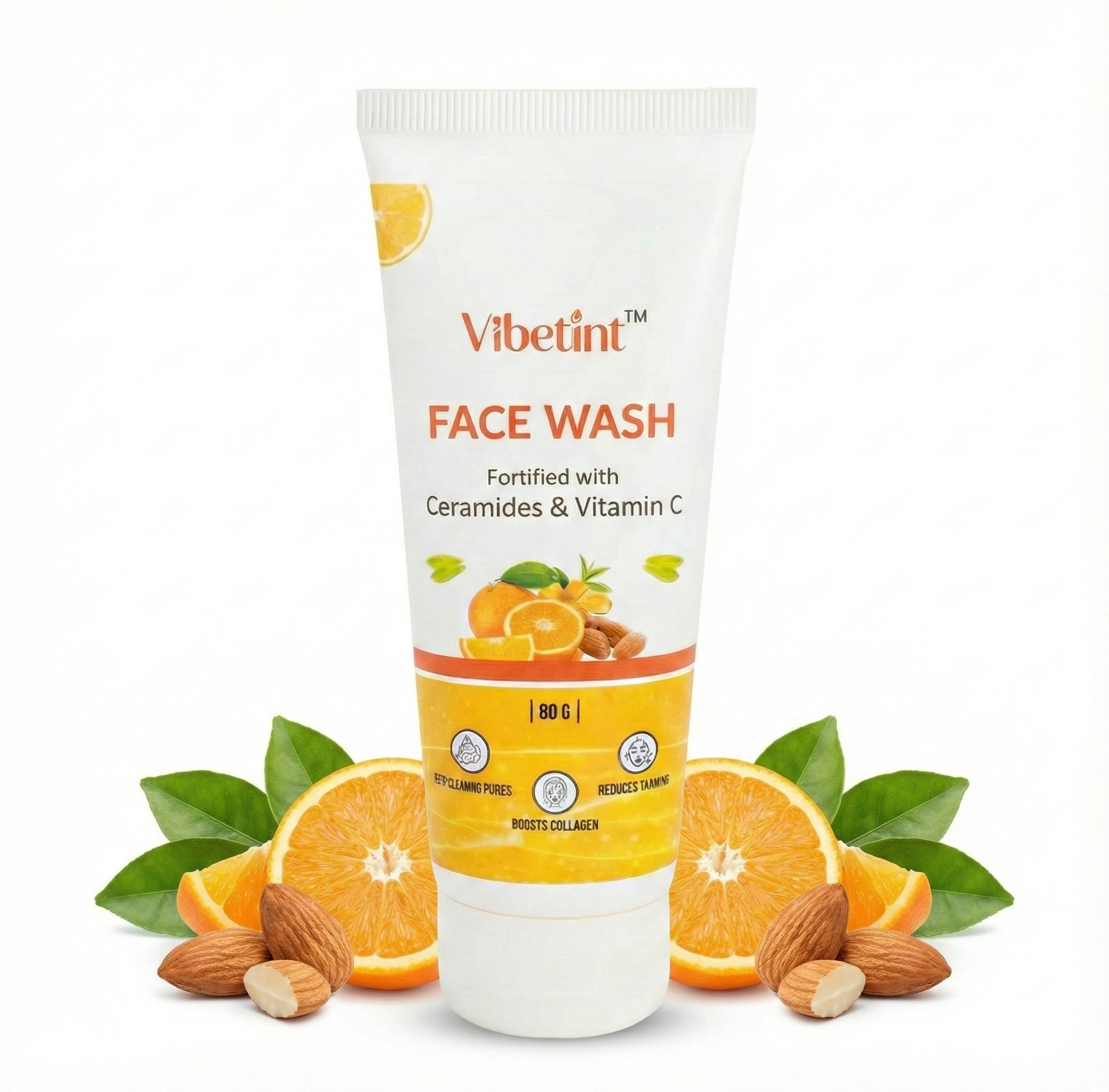 Vibetint Face Wash with Ceramides & Vitamin C for Bright Skin, 80 g