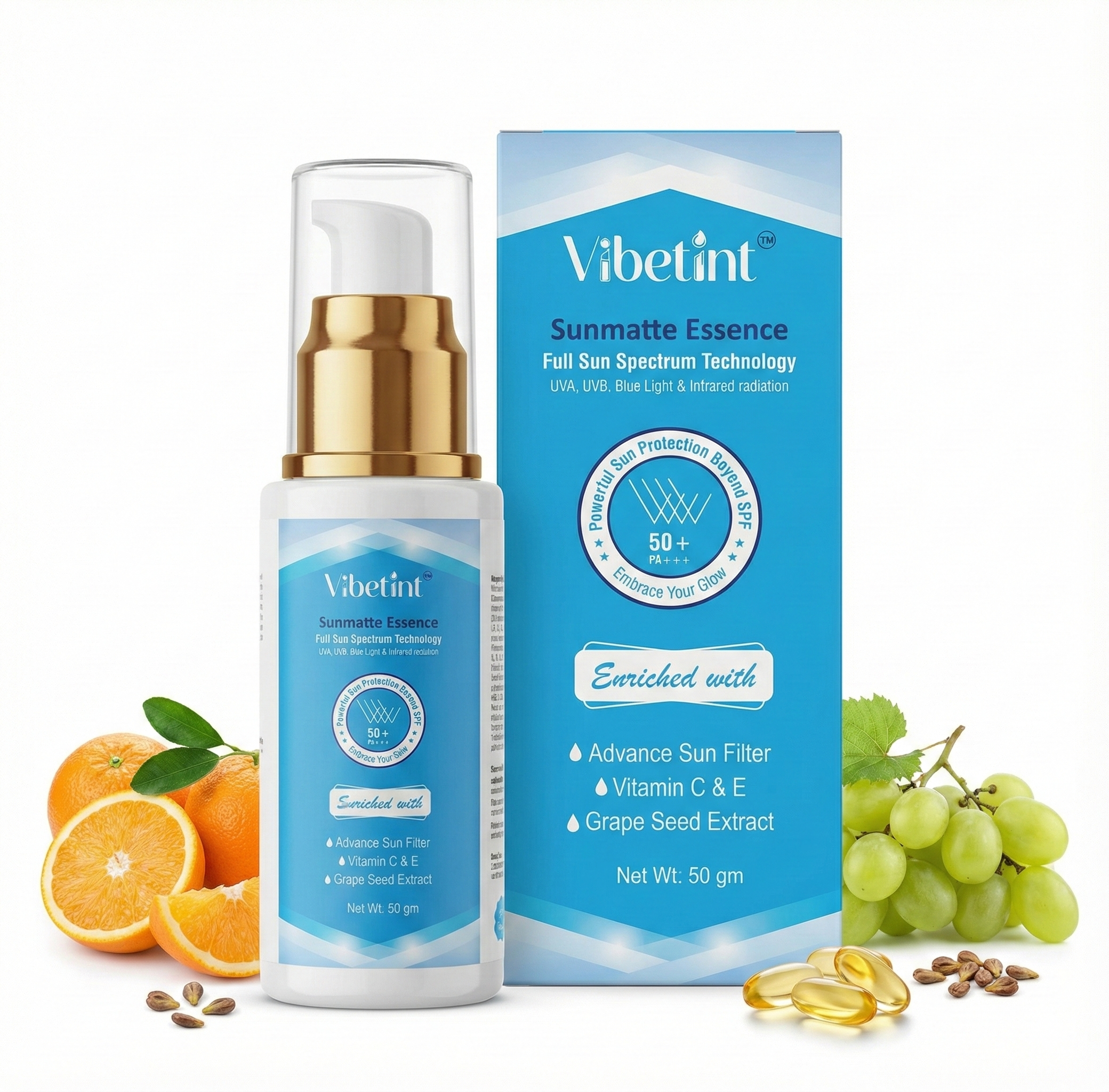 Vibetint Sunmatte gel  SPF 50+ PA+++ | Broad Spectrum Sunscreen | 50 GM