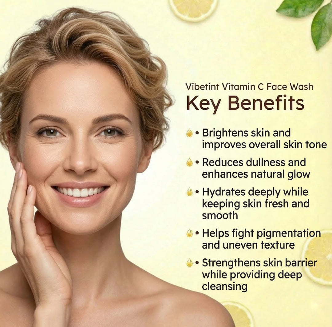 Vibetint Vitamin C Combo | Face Wash 80g + Face Serum 30ml | Bright Skin