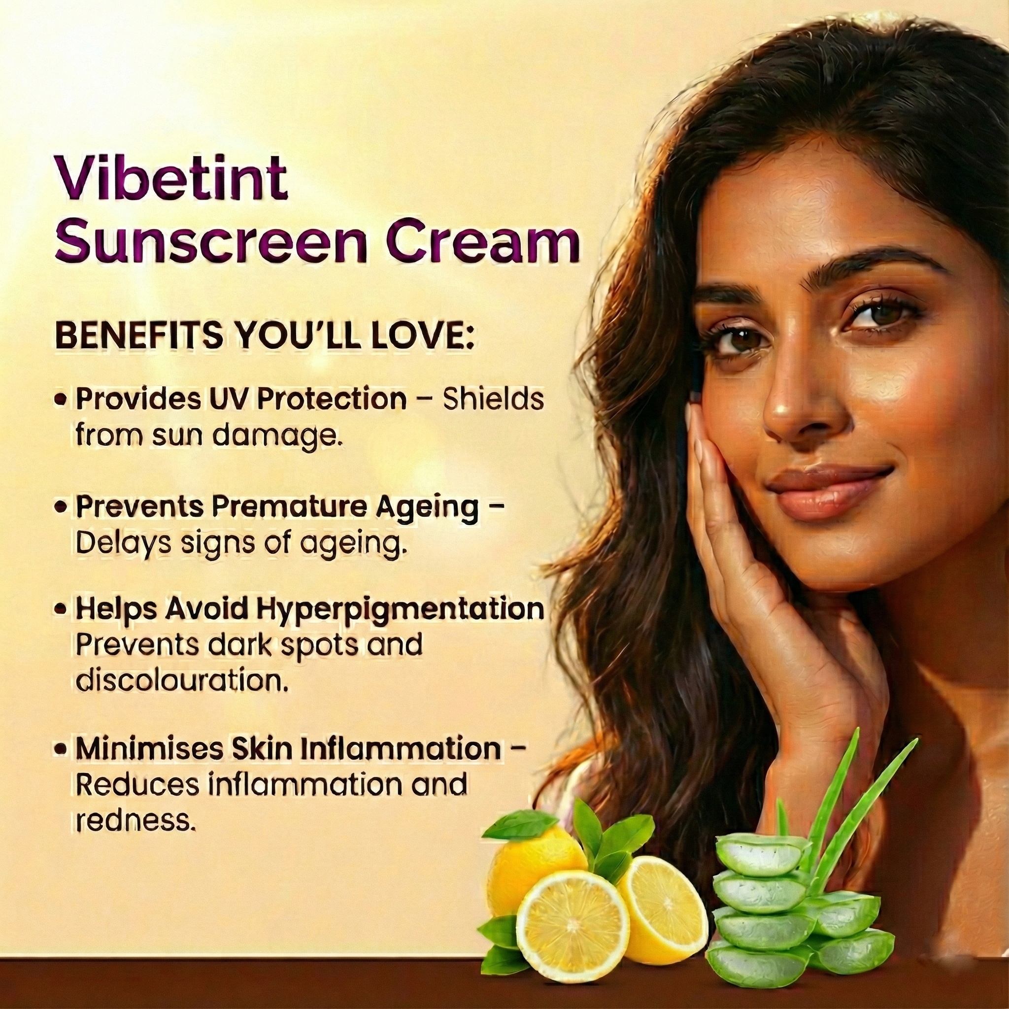 Vibetint Sunscreen SPF 50 PA+++ | Oil-Free Matte Finish | All Skin Types 60g