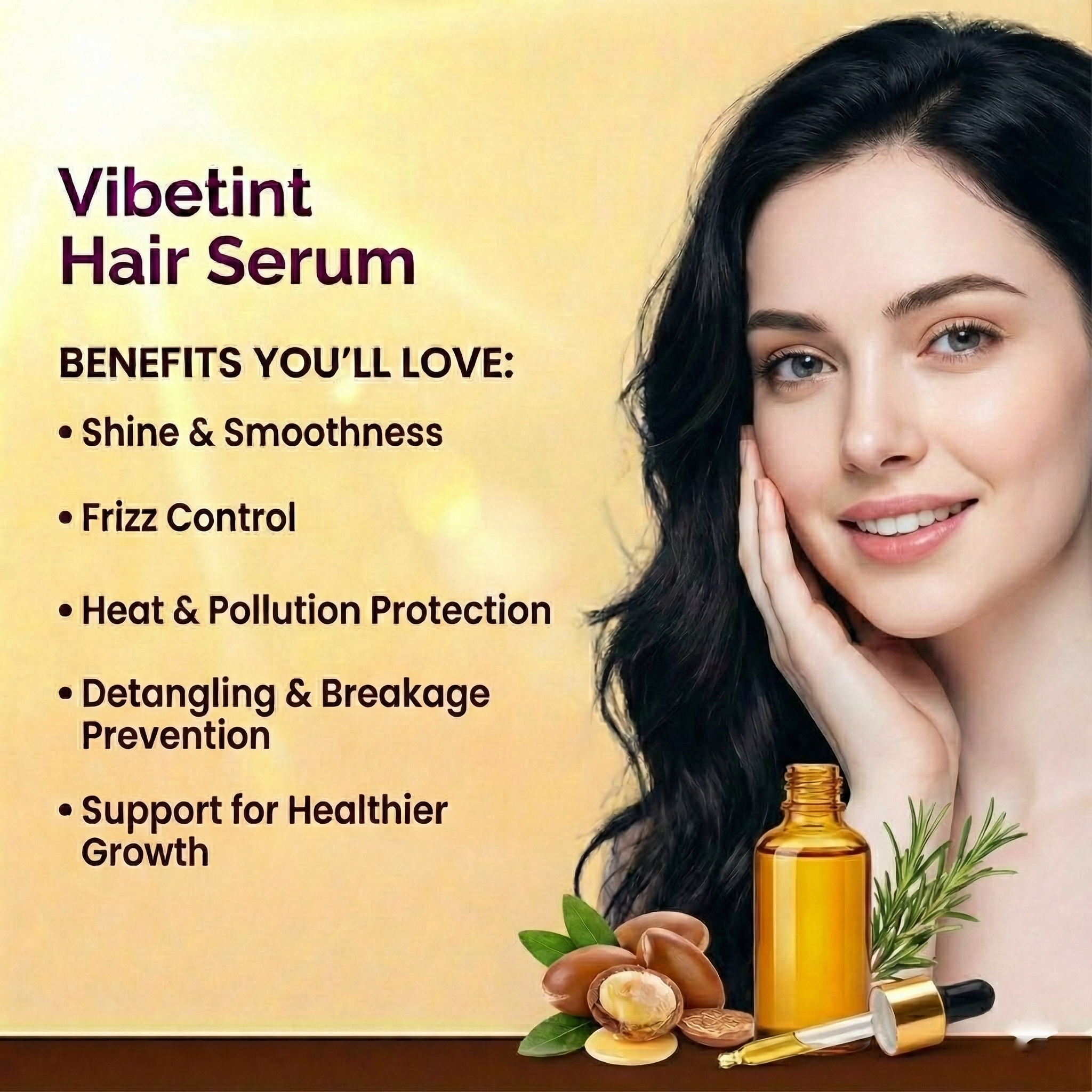 Vibetint Hair Serum with Vitamin E for Hair Growth & Shine, 30 ml - For All Hair Types