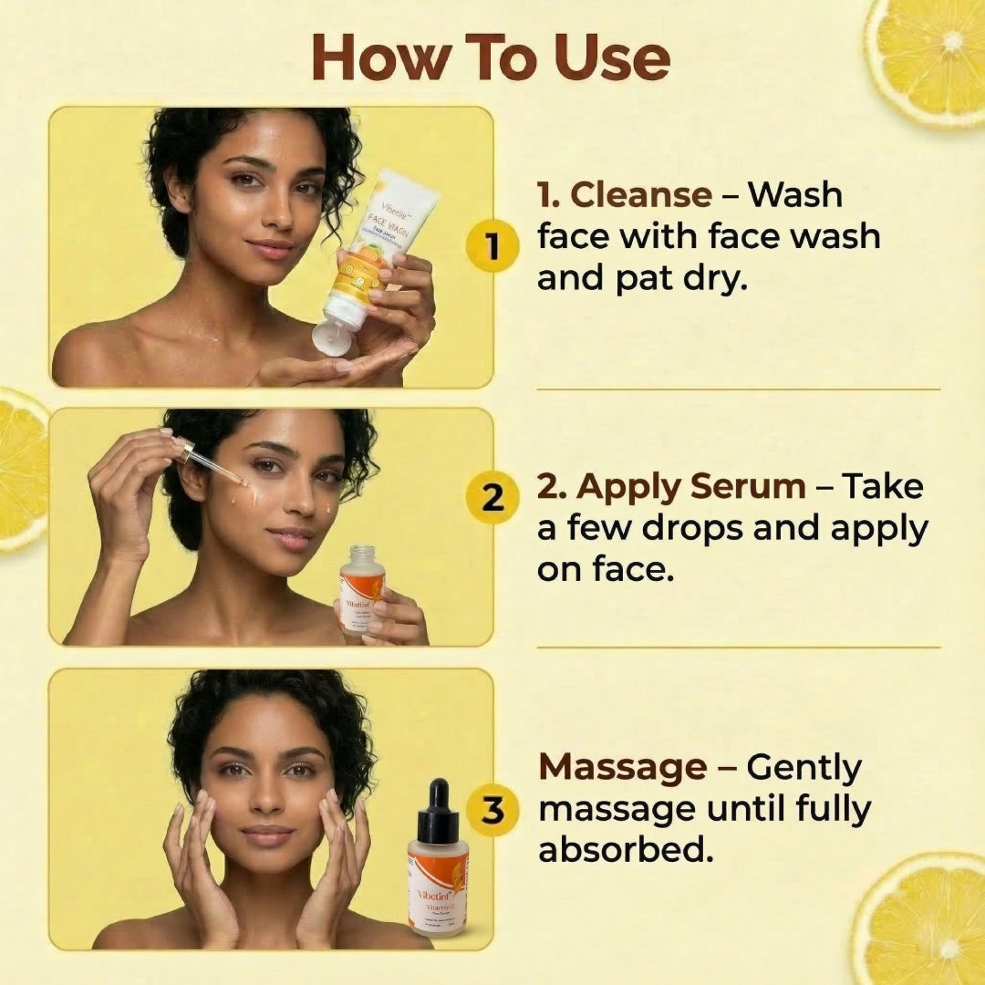 Vibetint Vitamin C Combo | Face Wash 80g + Face Serum 30ml | Bright Skin