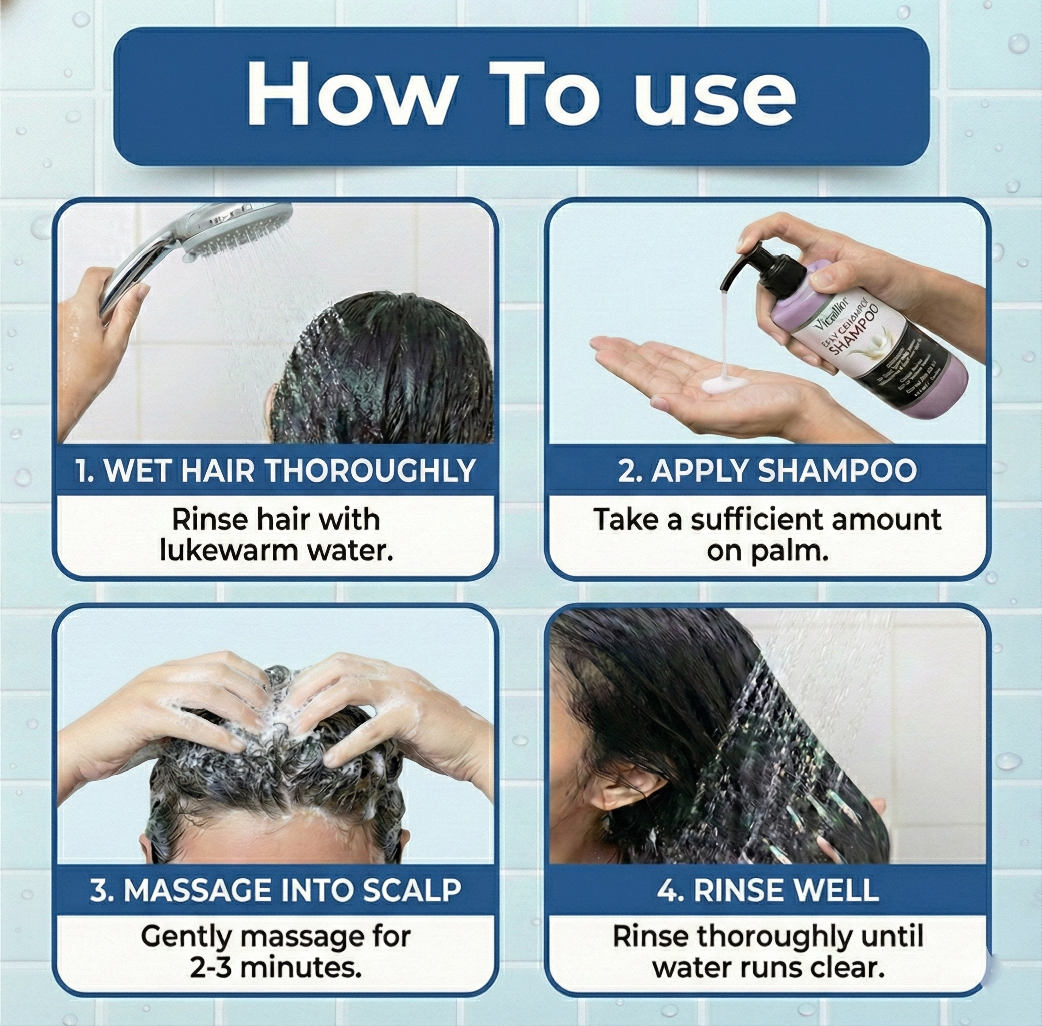 Vibetint Anti Dandruff Shampoo with Tea Tree Oil & Neem, 200 ml – For All Hair Types