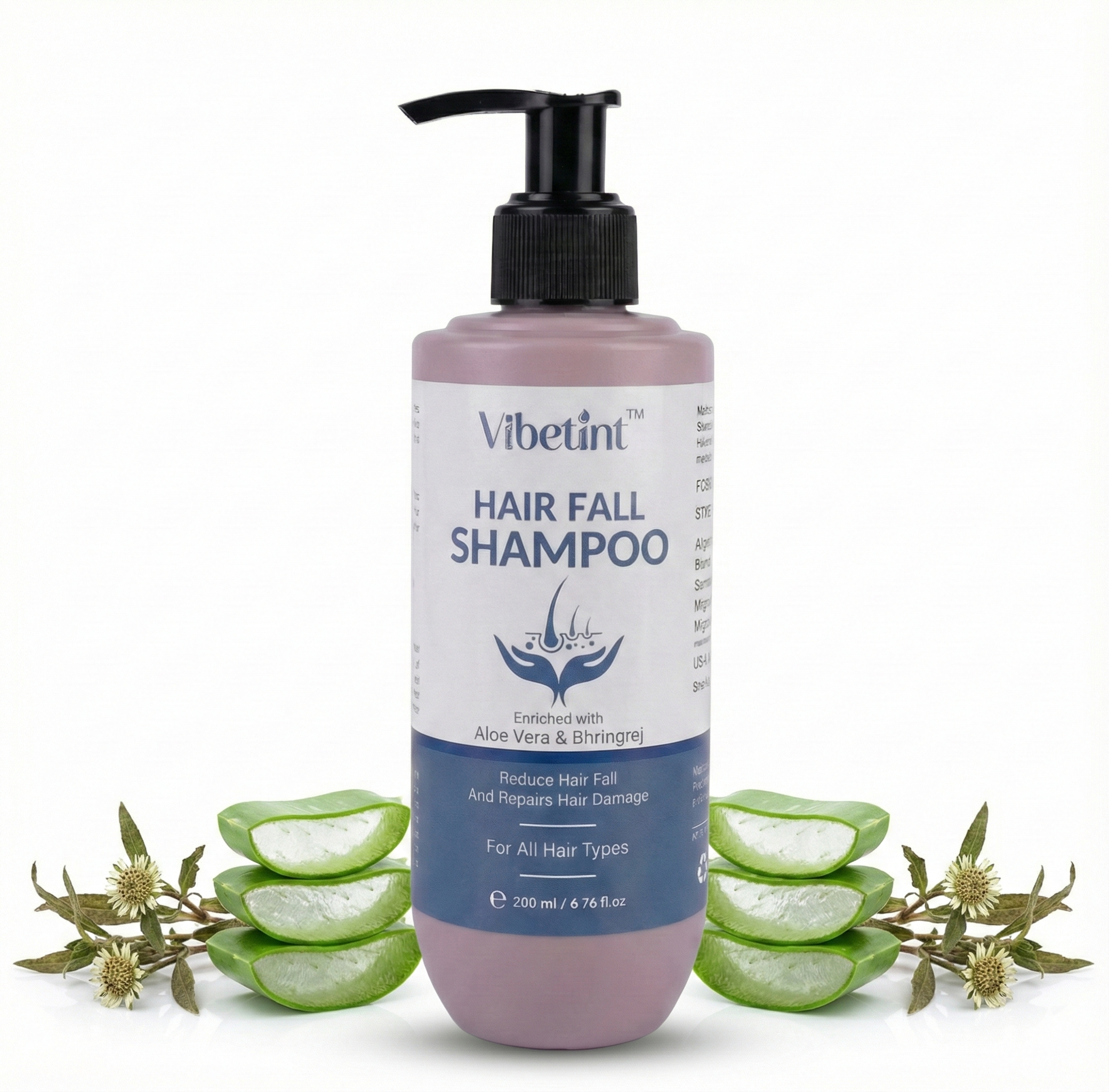 Vibetint Hair Fall Shampoo with Aloe Vera & Bhringraj | All Hair Types 200ml